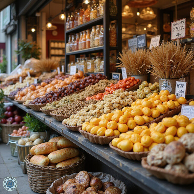 Targ Marché de Wazemmes w Lille z kolorowymi straganami i świeżymi produktami