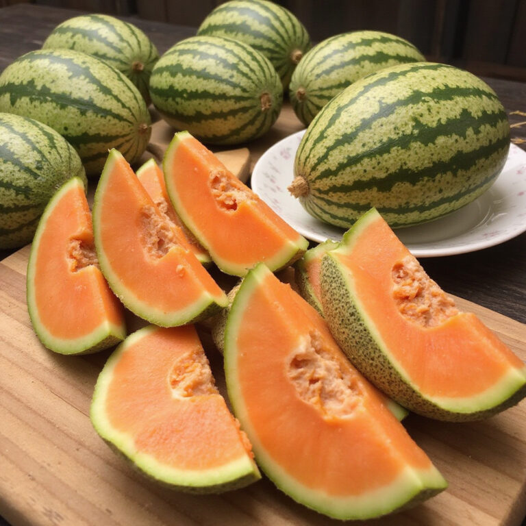 Yubari King melon na tle gór Hokkaido - słodki owoc z Japonii