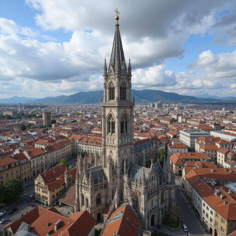 Panorama Turynu z Mole Antonelliana z widokiem na Alpy