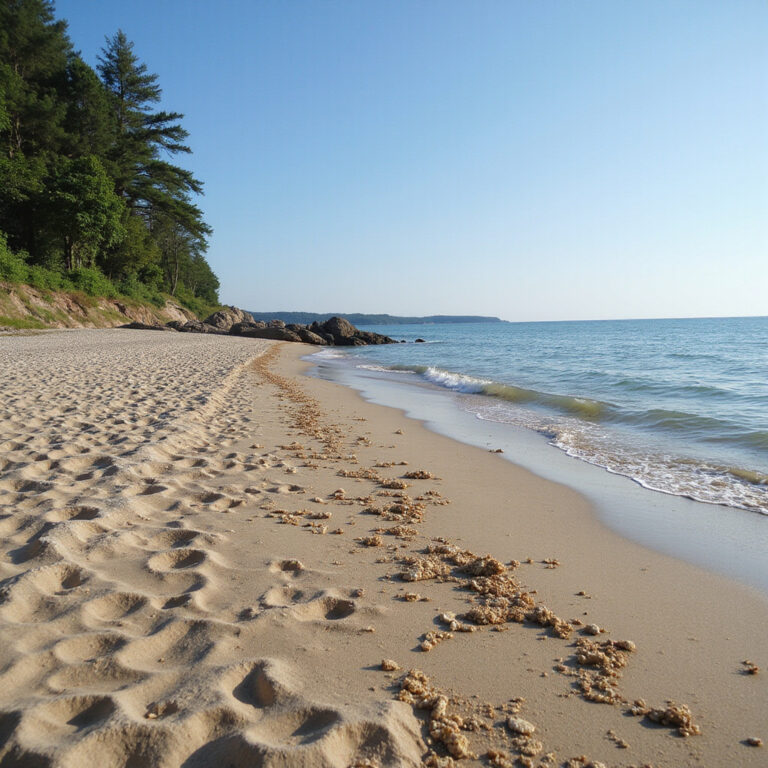 Plaża w Icmeler z białym piaskiem i turkusową wodą, idealne miejsce na relaks nad morzem
