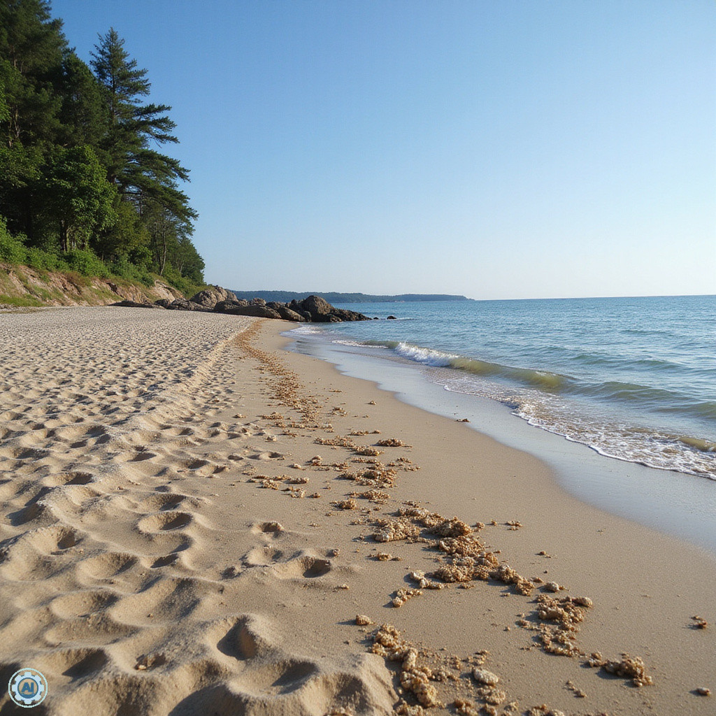 Plaża w Icmeler z białym piaskiem i turkusową wodą, idealne miejsce na relaks nad morzem