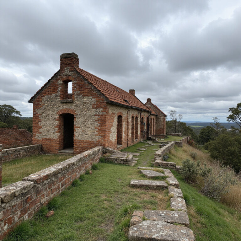 Ruiny kolonii karnej Port Arthur wśród zieleni, mroczna historia Australii