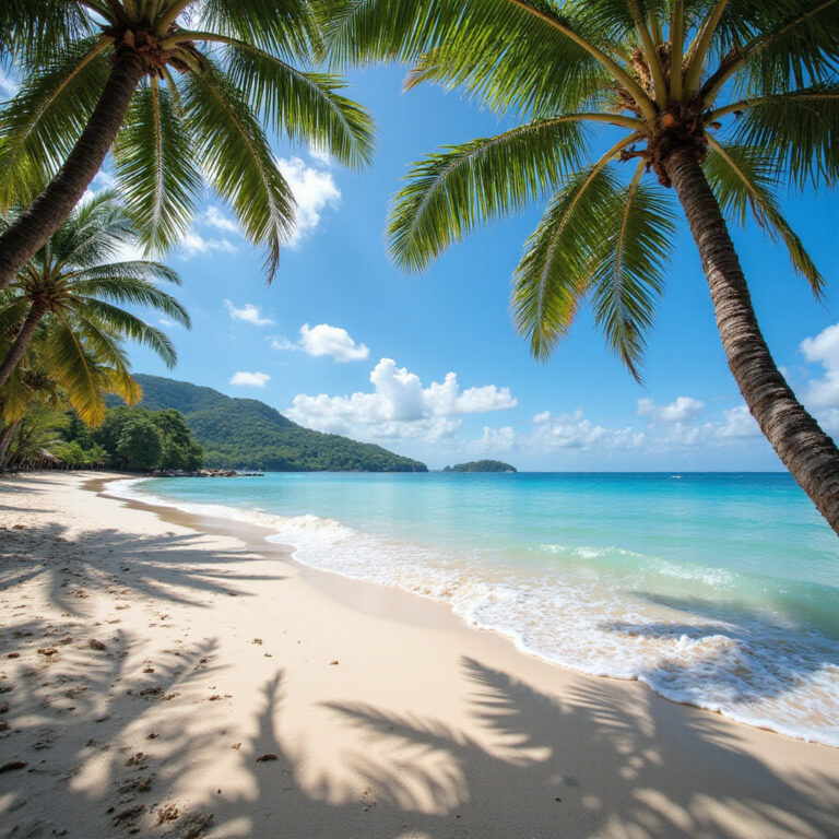 tajski masaż na plaży Koh Samui z widokiem na palmy kokosowe