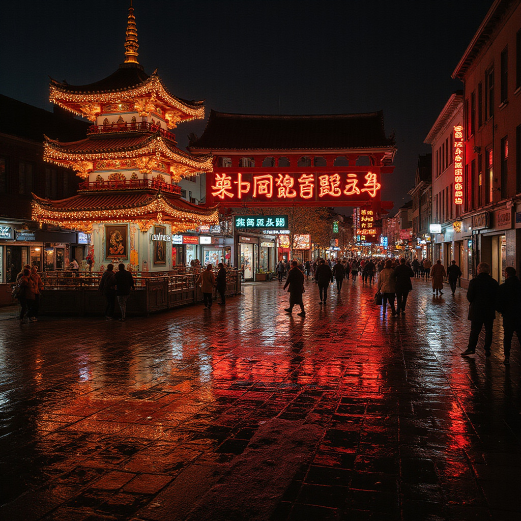 Tłum ludzi na ulicy Dotonbori, oświetlone neony, japońska kultura nocna