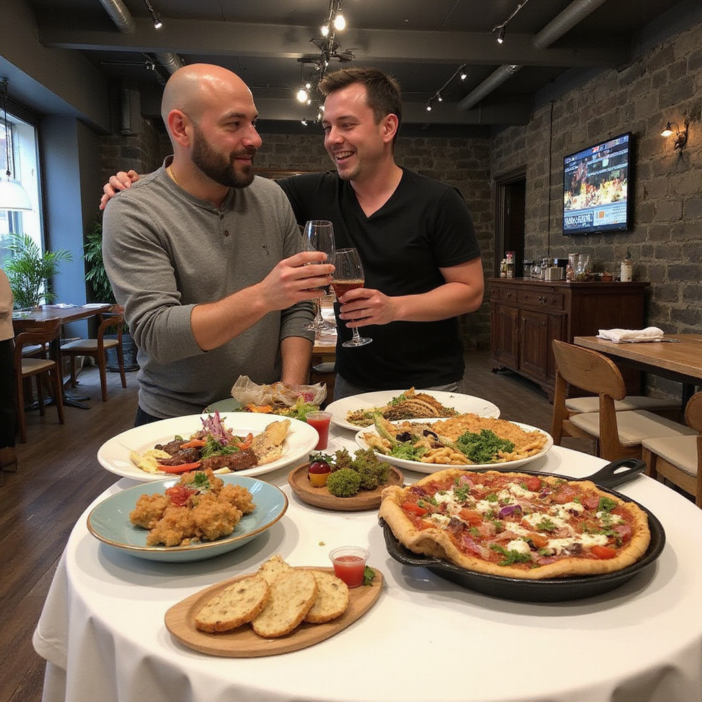 Ulica w Icmeler z kolorowymi straganami i restauracjami, tętniąca życiem