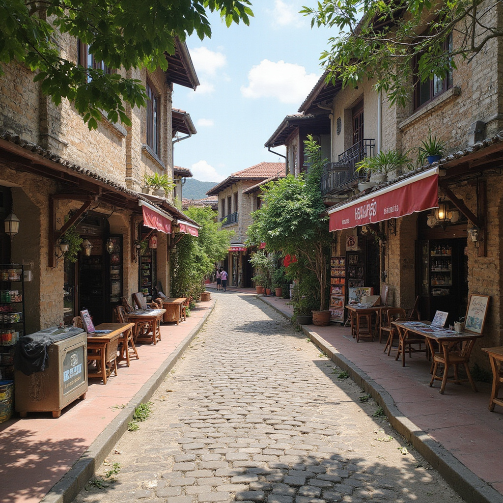 Wąskie uliczki Old Town Koh Lanta z lokalnymi sklepikami i kawiarniami