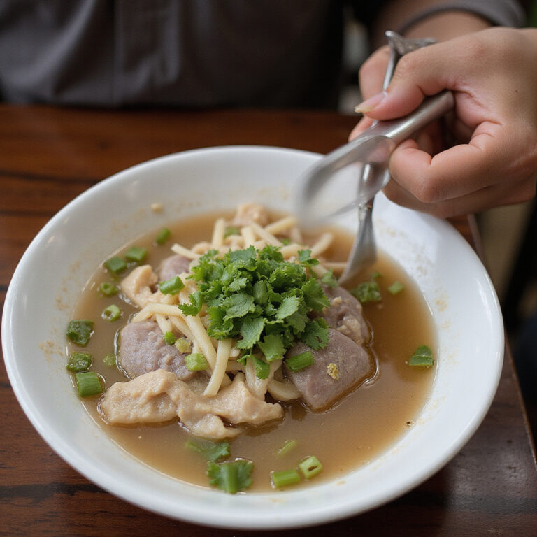 Uliczny stragan z wegańskim pho w Hanoi