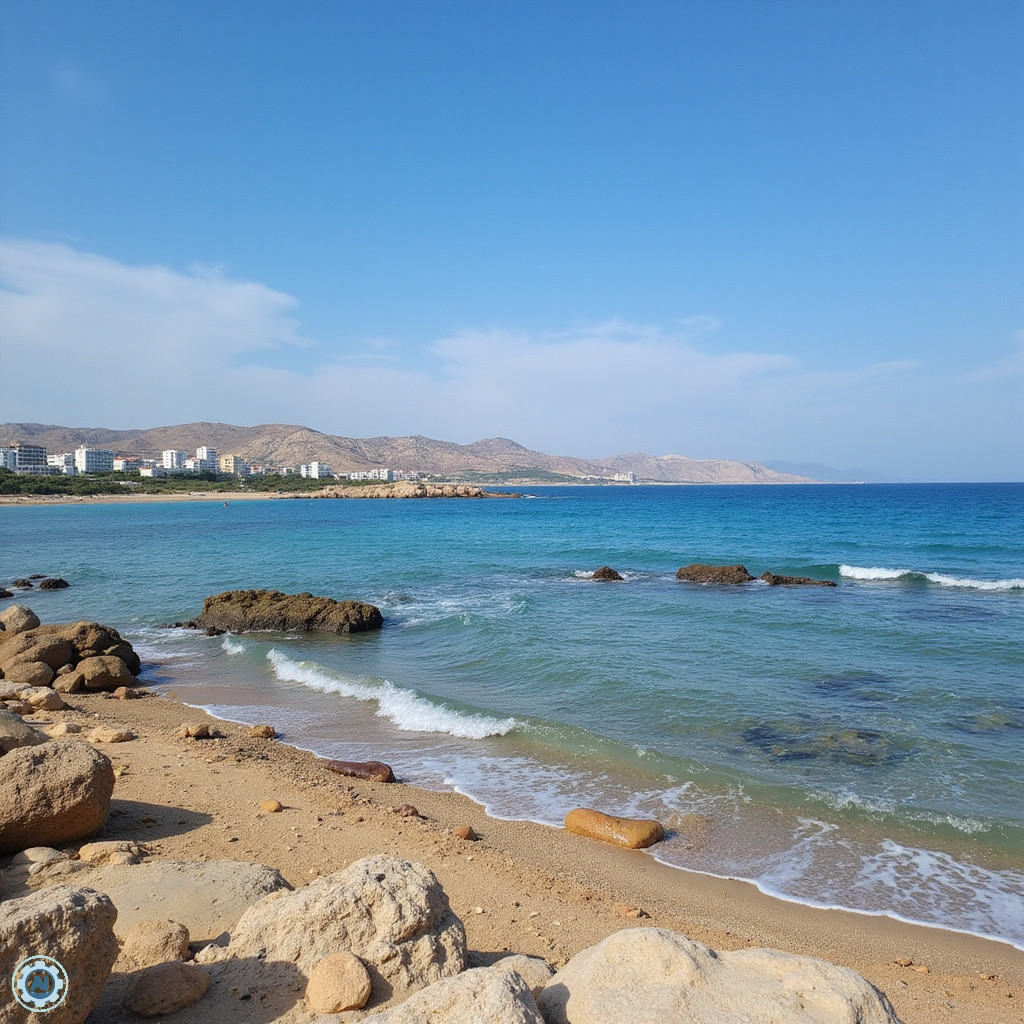 widok na turkusowe morze i skaliste wybrzeże w drodze z Larnaki do Ayia Napa