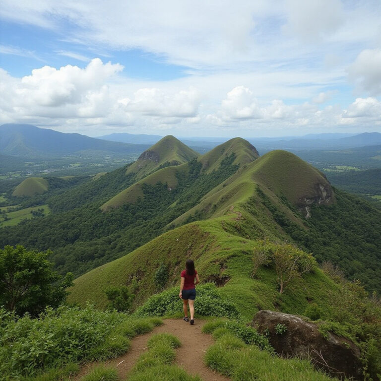 Chocolate Hills Bohol – widok na zielone stożki w porze deszczowej
