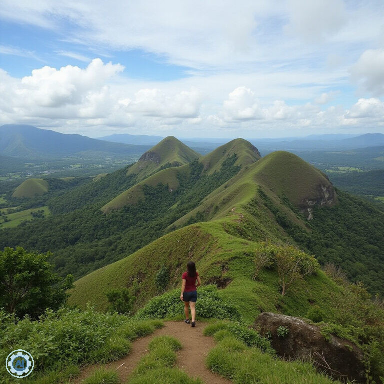 Chocolate Hills Bohol – widok na zielone stożki w porze deszczowej