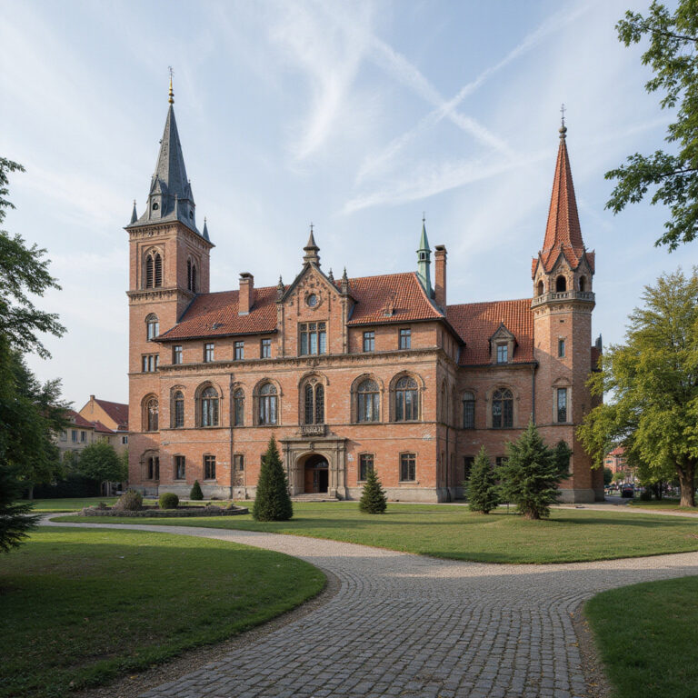Widok na pałac Achilleion z tarasu z widokiem na Morze Jońskie, neoklasycystyczna architektura