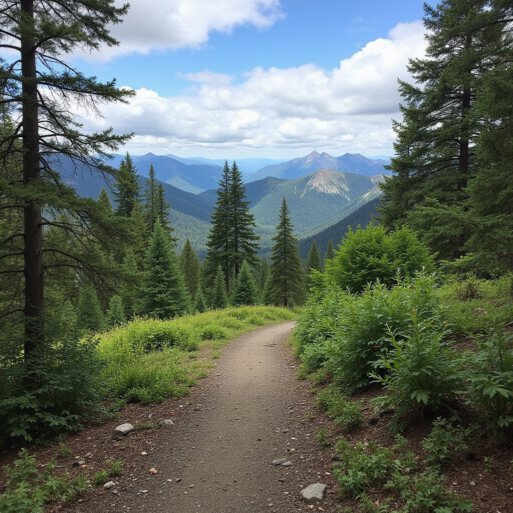 Ścieżka Loop Trail w Discovery Park z widokiem na Olympic Mountains