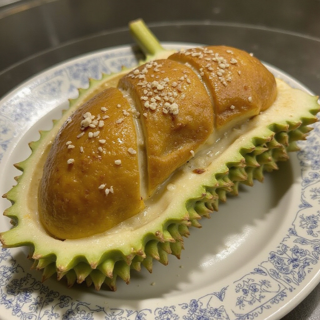 Degustacja świeżego duriana na plantacji w Davao - kremowy miąższ i kolczasta skorupa