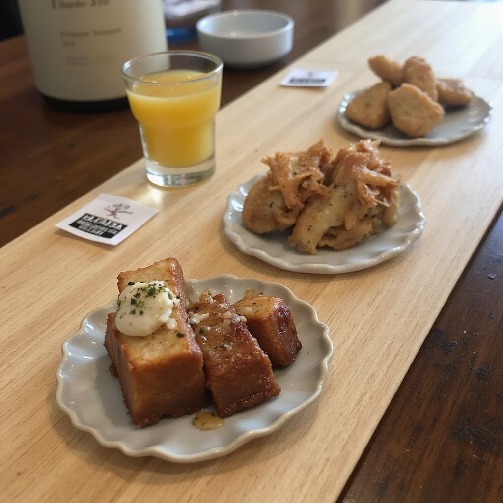 Degustacja sake w jednym z browarów Saijo z widokiem na góry Chugoku