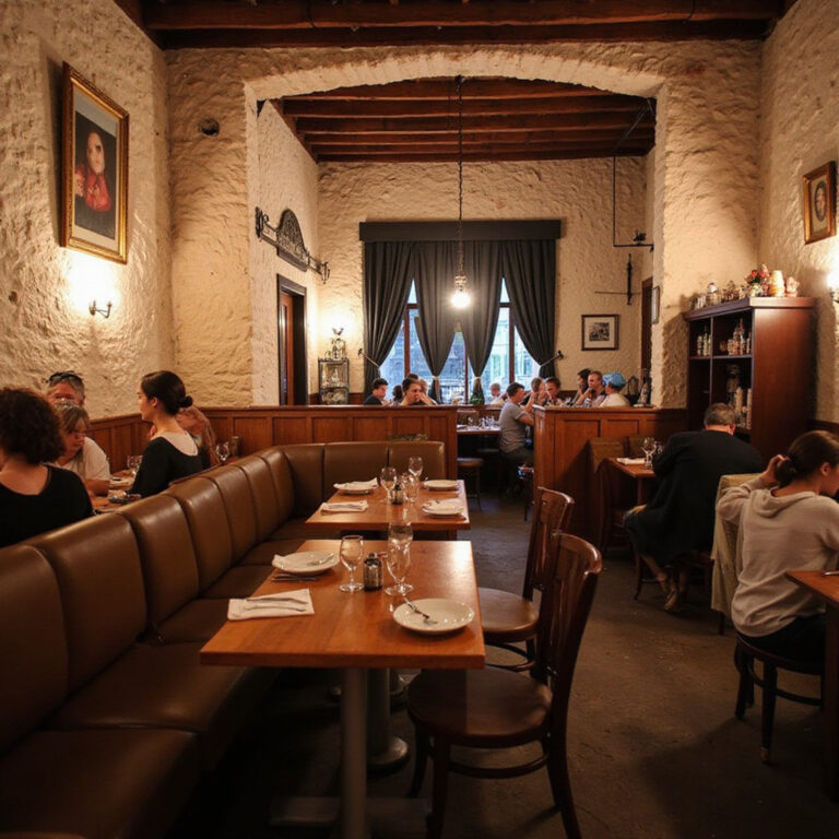 Turyści szukający gdzie zjesc Coimbra w restauracji z fado wieczorem