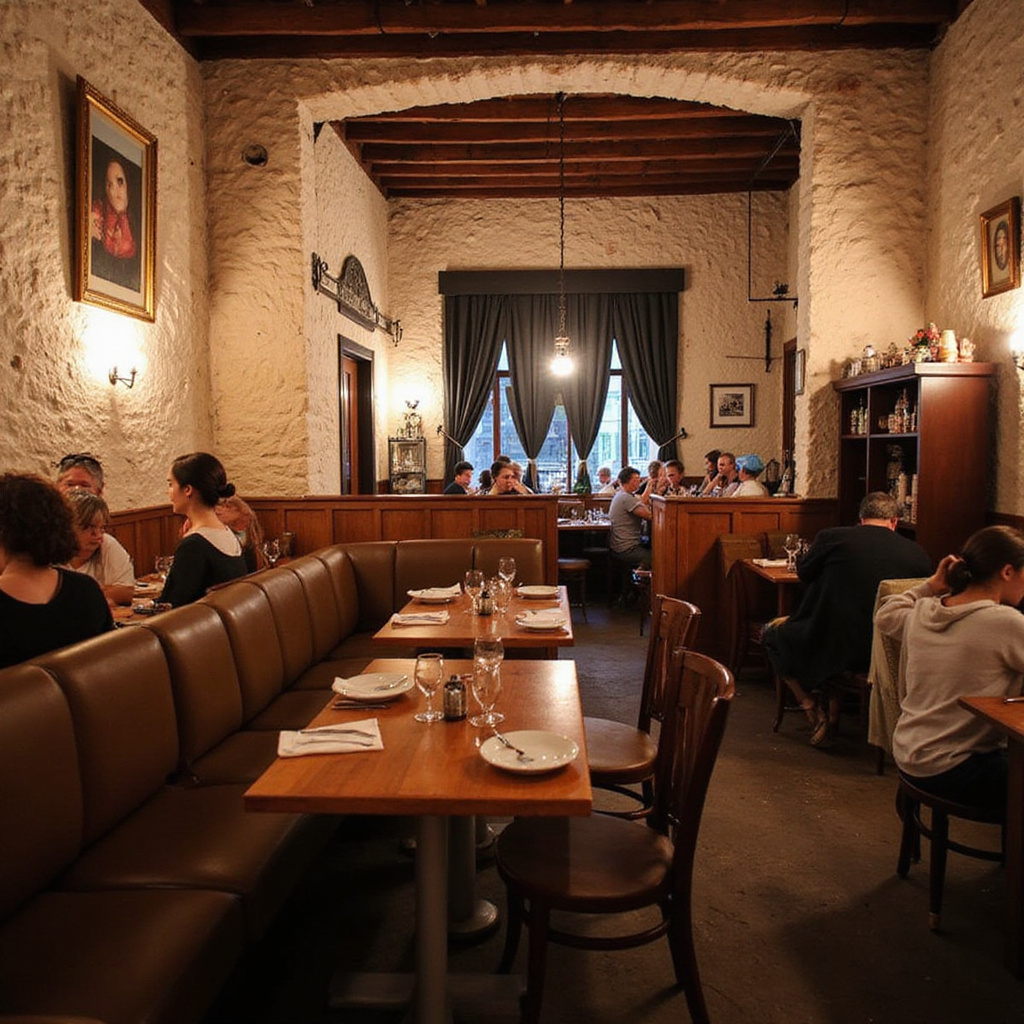 Turyści szukający gdzie zjesc Coimbra w restauracji z fado wieczorem