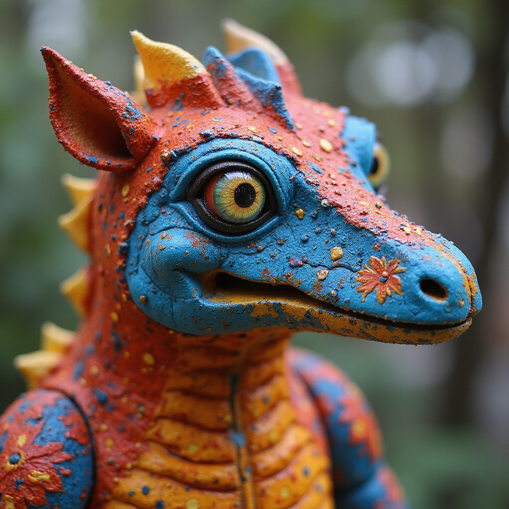 Ręcznie malowane alebrijes i talerze na targu sztuki ludowej w Meksyku.