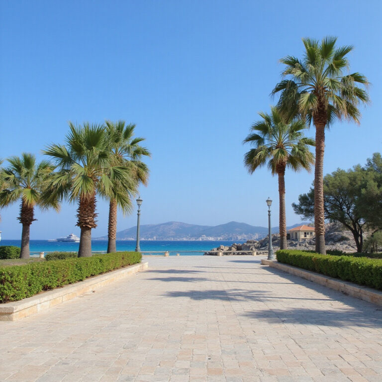 Spacer promenadą Molos w Limassol z widokiem na morze i palmy