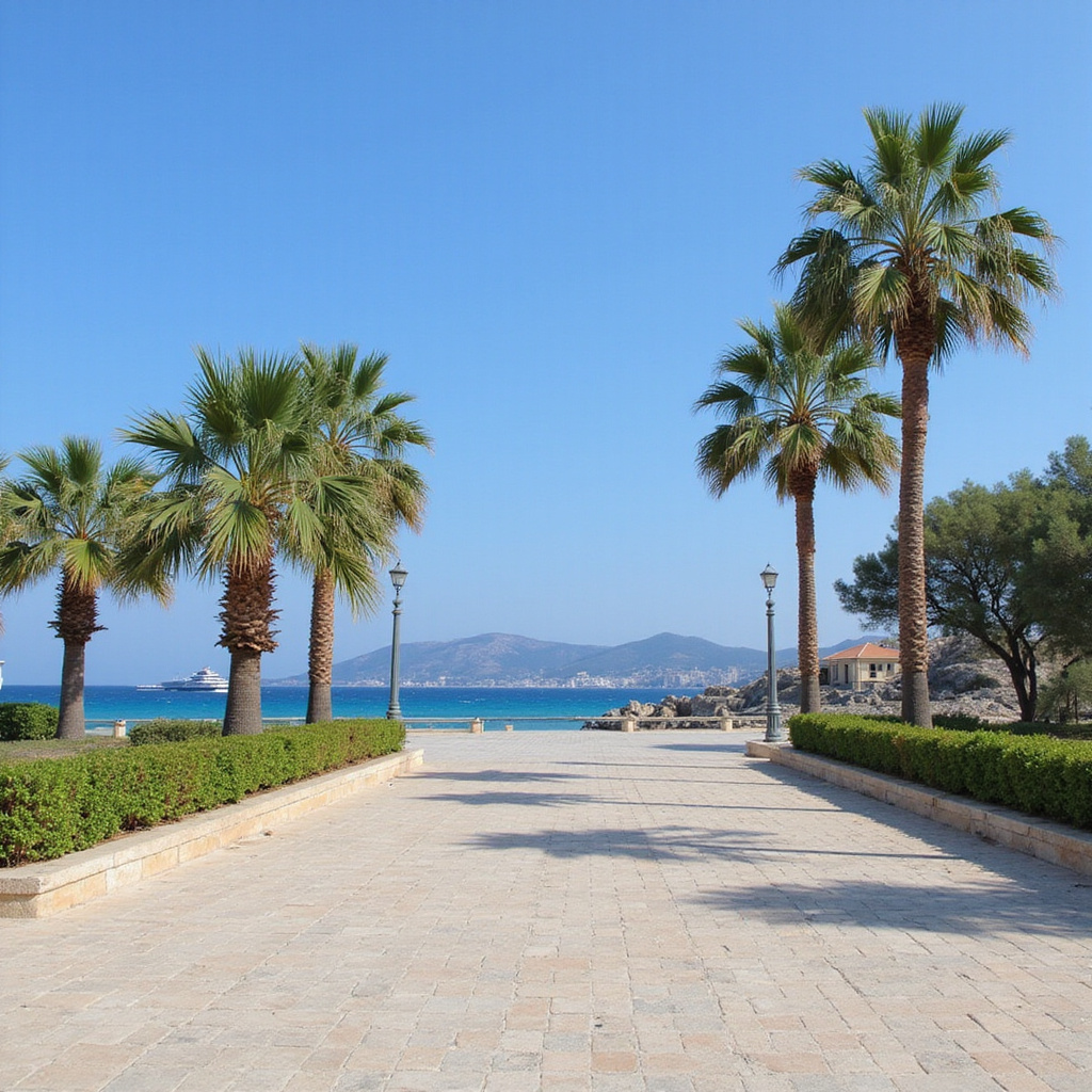 Spacer promenadą Molos w Limassol z widokiem na morze i palmy