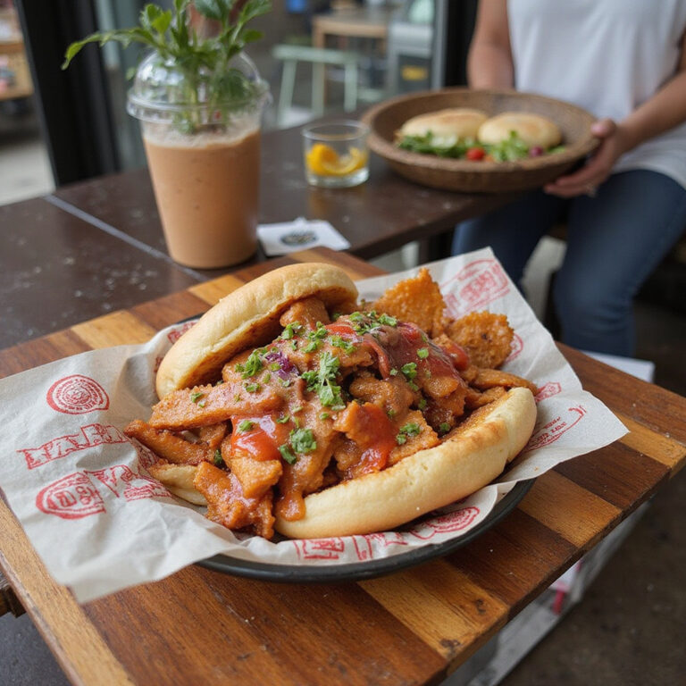 Stragan ze street food Kairu pełen lokalnych przysmaków
