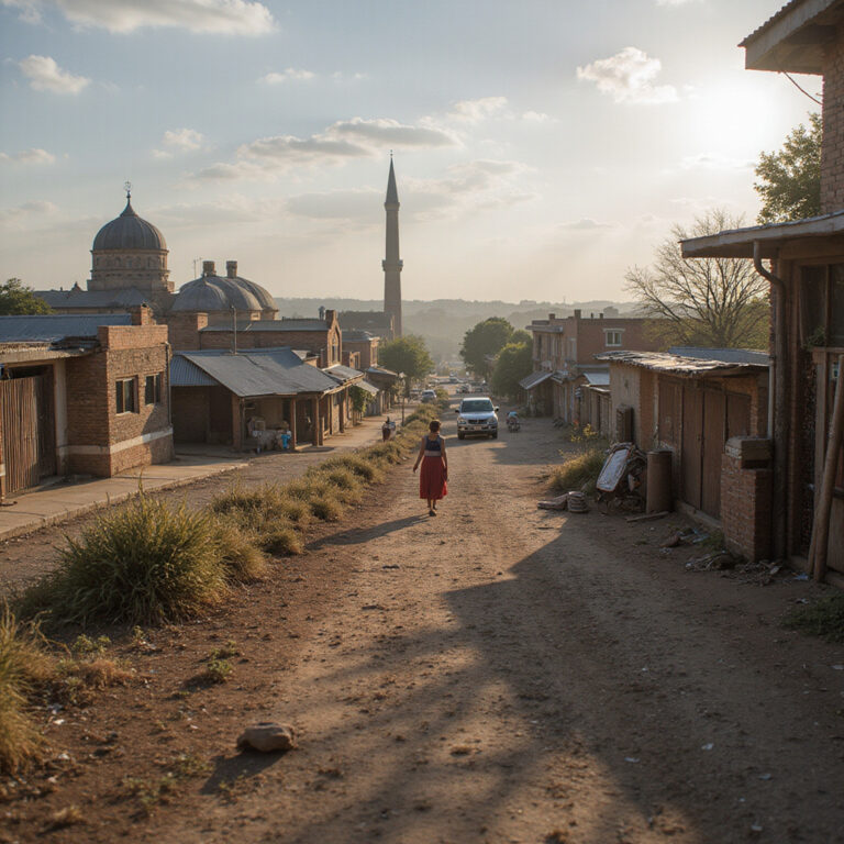 Ulica w Nairobi z lokalnymi straganami z warzywami i owocami, roślinne smaki Kenii