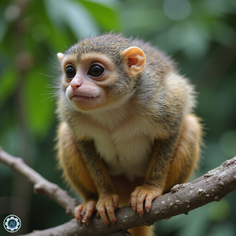 Tarsier filipiński na gałęzi w lesie tropikalnym Bohol jako symbol ochrona tarsierów filipińskich