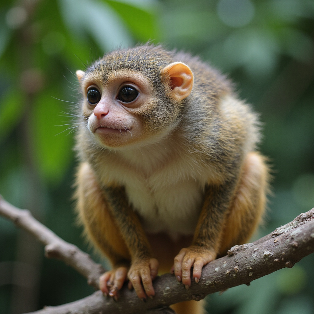 Tarsier filipiński na gałęzi w lesie tropikalnym Bohol jako symbol ochrona tarsierów filipińskich