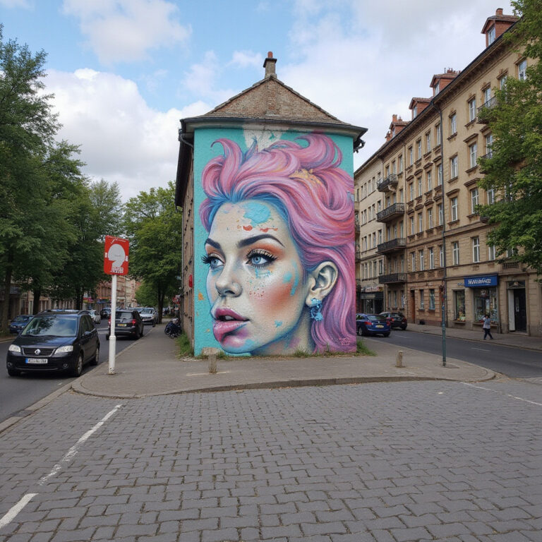 Kolorowa ulica w Brnie pokryta muralami, gdzie street art w Brnie zachwyca