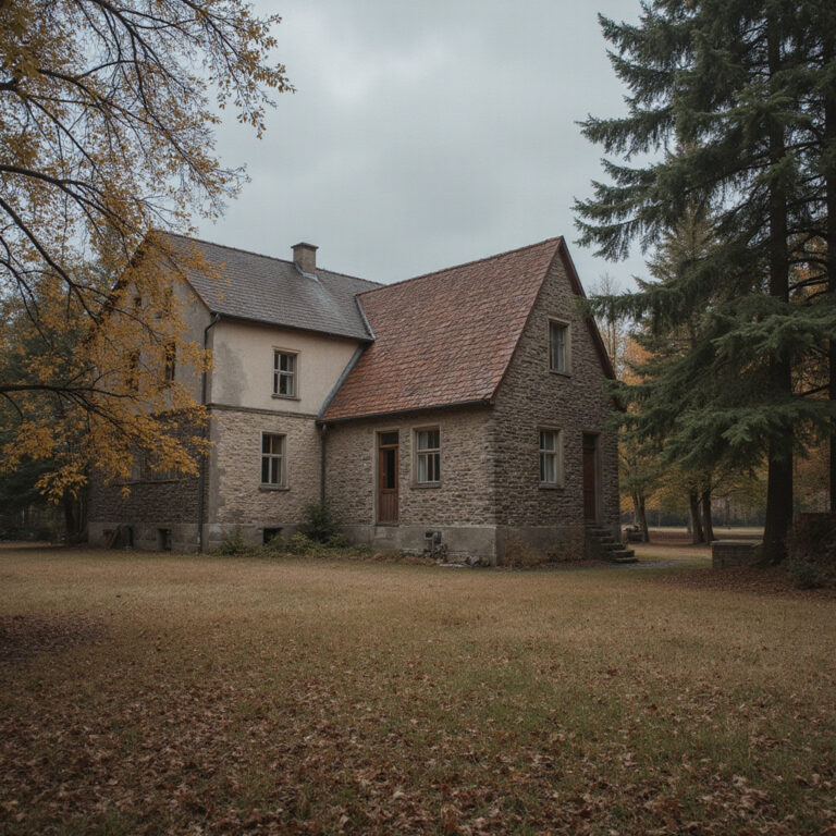 Uliczka w Krumlovie prowadzaca ku zamkowi z dachami kamienic i kompleksem browar Eggenberg w tle