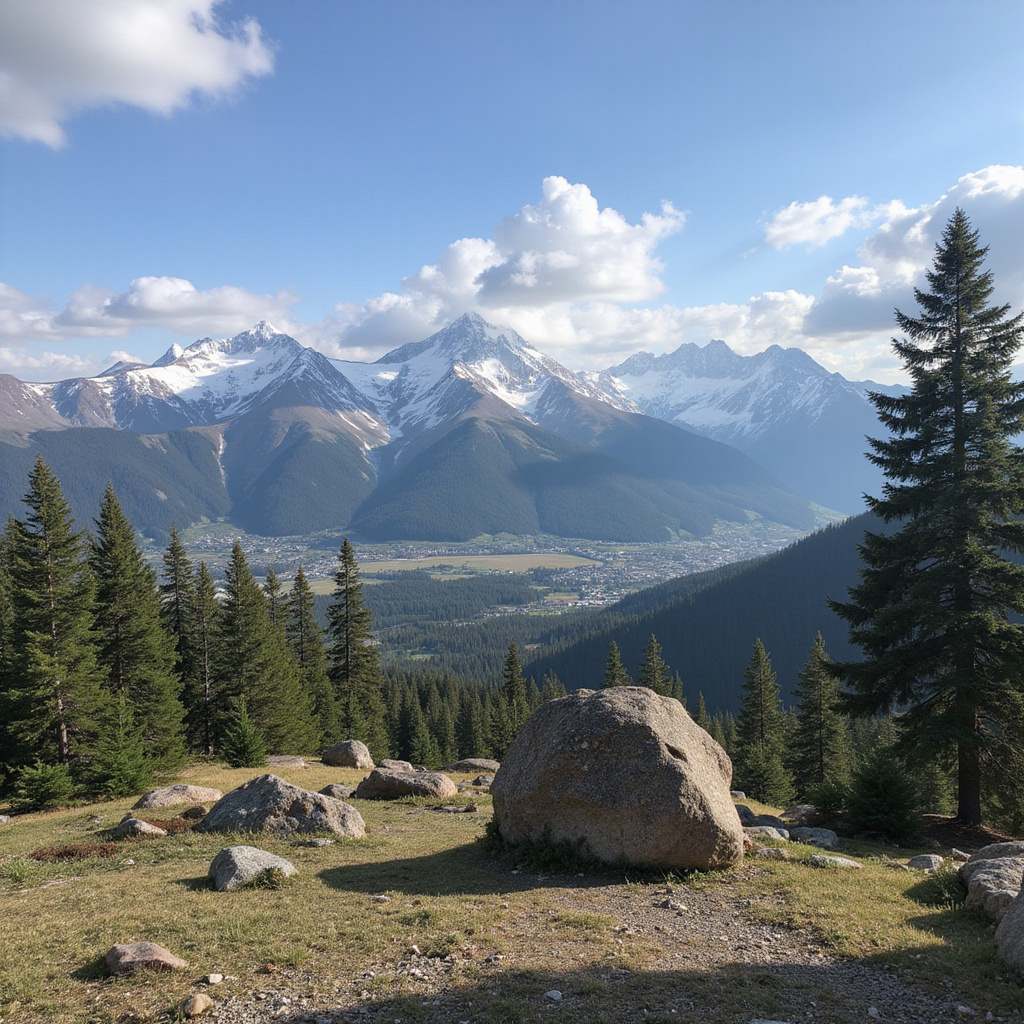 widok na góry Sierra Nevada z balkonu w Granadzie