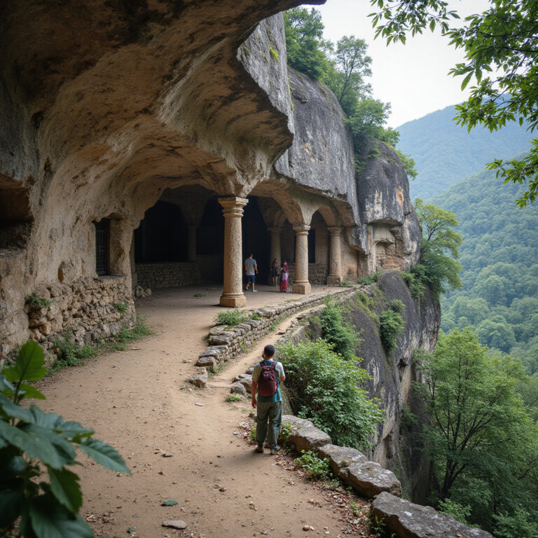 Widok z trekkingu do Tiger Cave Temple na zieloną dolinę i wapienne klify w Tajlandii