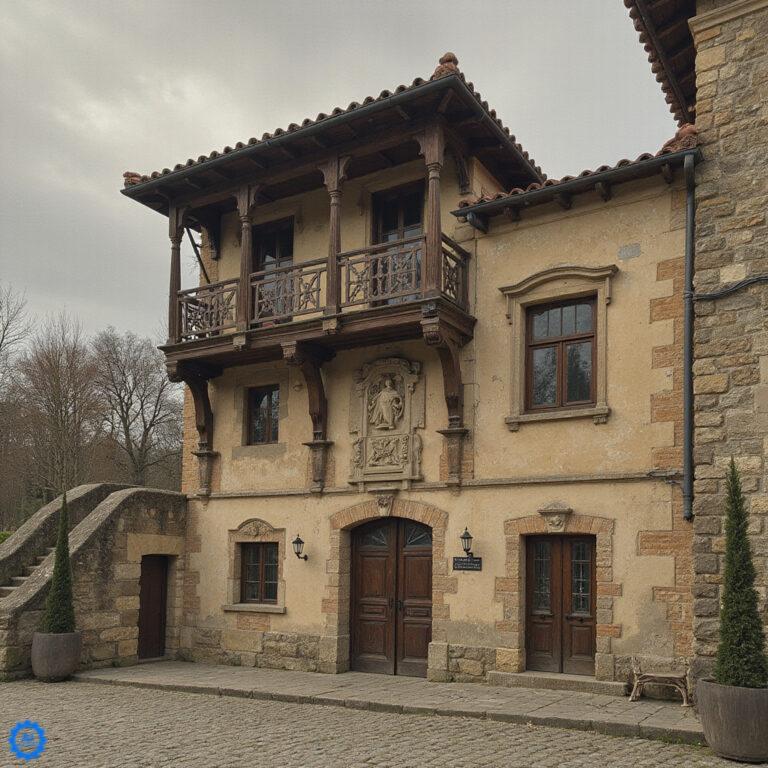 Historyczna kamienica w Parte Vieja San Sebastián z drewnianym balkonem