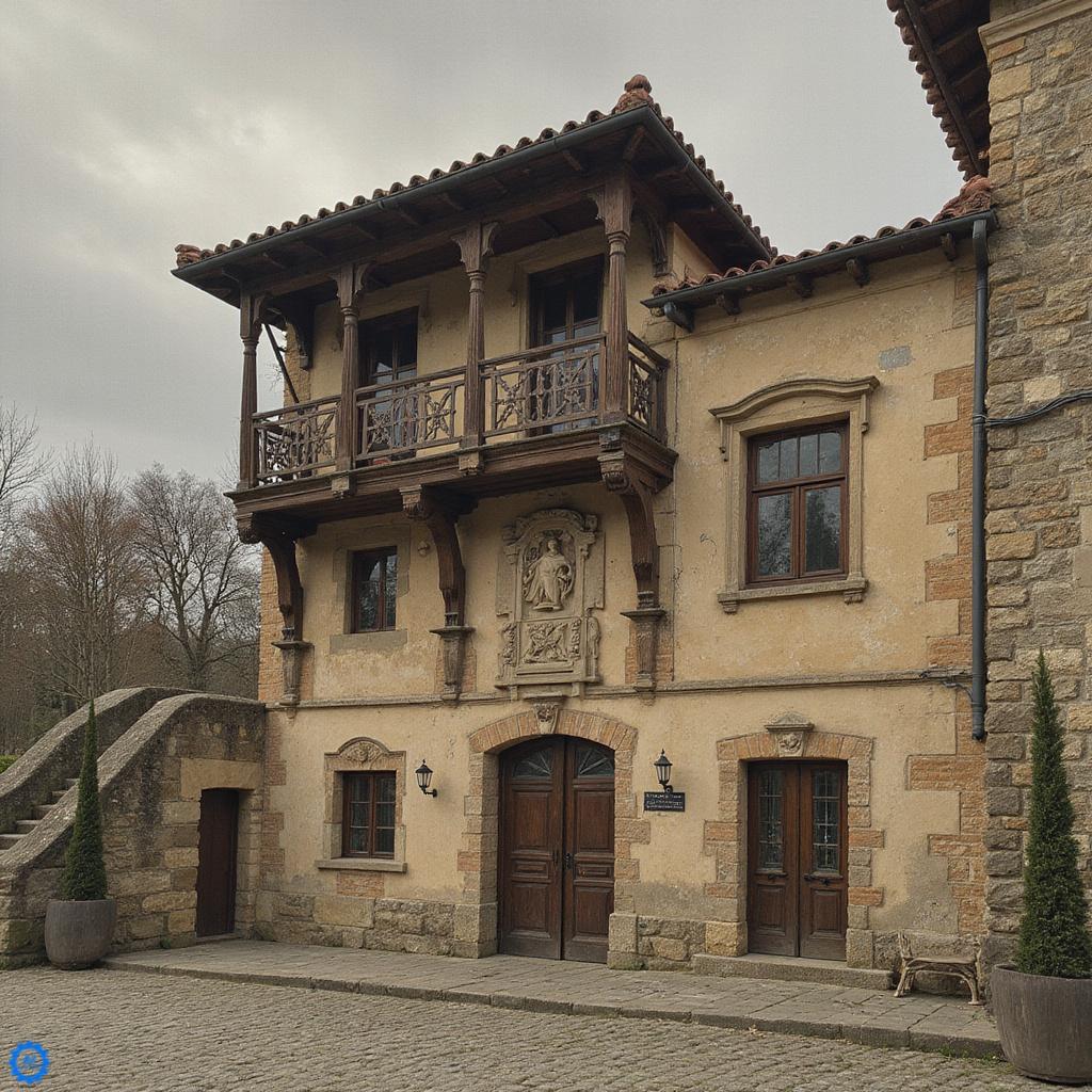 Historyczna kamienica w Parte Vieja San Sebastián z drewnianym balkonem