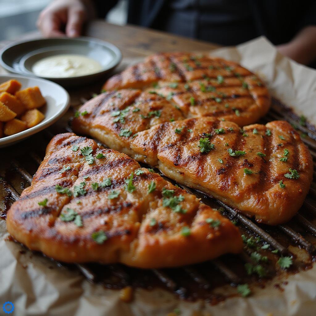 Interaktywne gotowanie na large flat grill w azjatyckiej restauracji z otwartą kuchnią