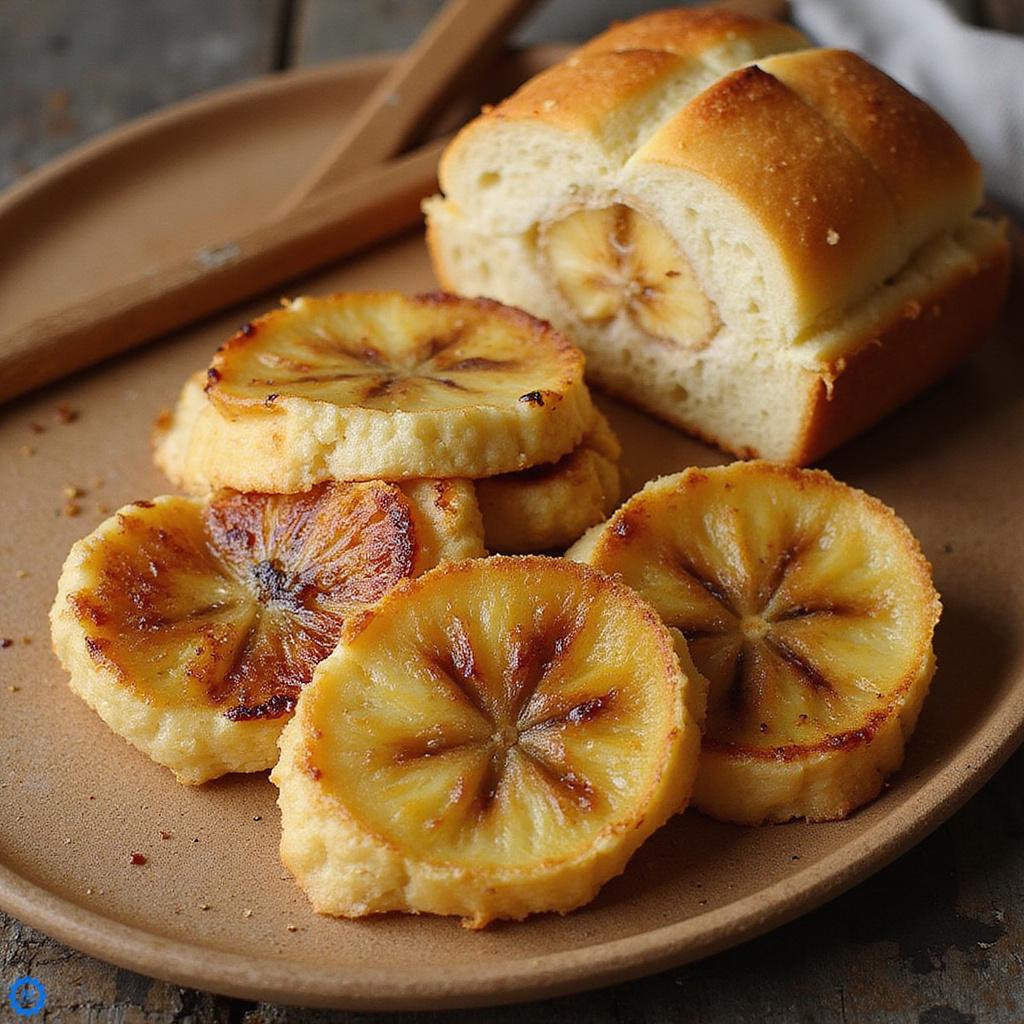 Miejscowe stragany z grillowanymi bananami i owocami przy szlaku na Lamou