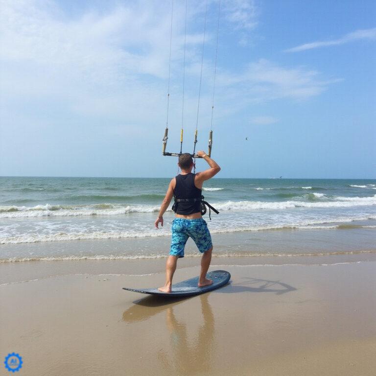 Plaża w Cabarete z kitesurferami podczas wyprawy na własną rękę Cabarete