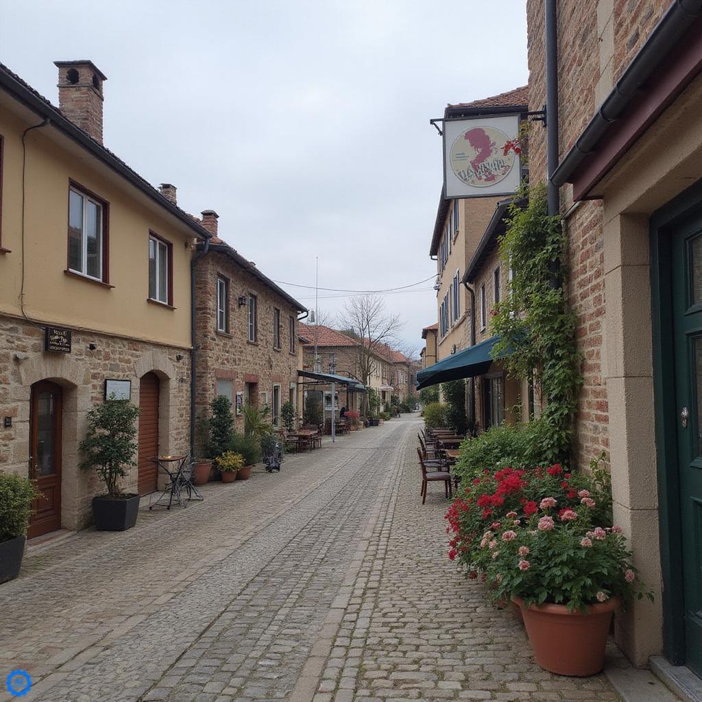 Kamienna uliczka w dzielnicy Varos w Splicie z ogródkiem restauracyjnym i widokiem na Adriatyk