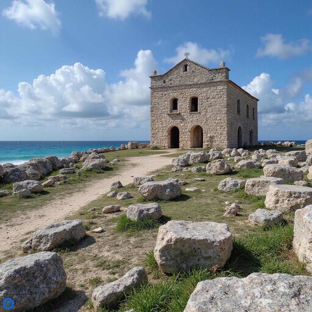 Starożytne ruiny Majów w San Gervasio na wyspie Cozumel, ukryte wsrod gestej, zielonej dzungli i kamiennych placów