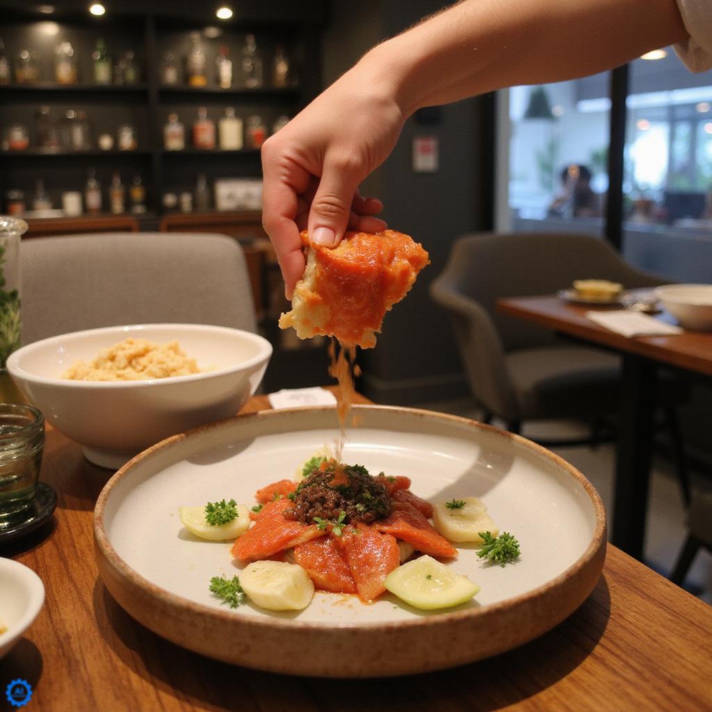Kucharz przygotowujący dania na rozgrzanej żelaznej płycie w restauracji z teppanyaki w Warszawie