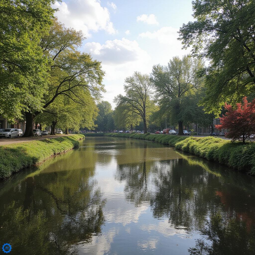Klimatyczna uliczka we Wrocławiu z zielenią i stolikami