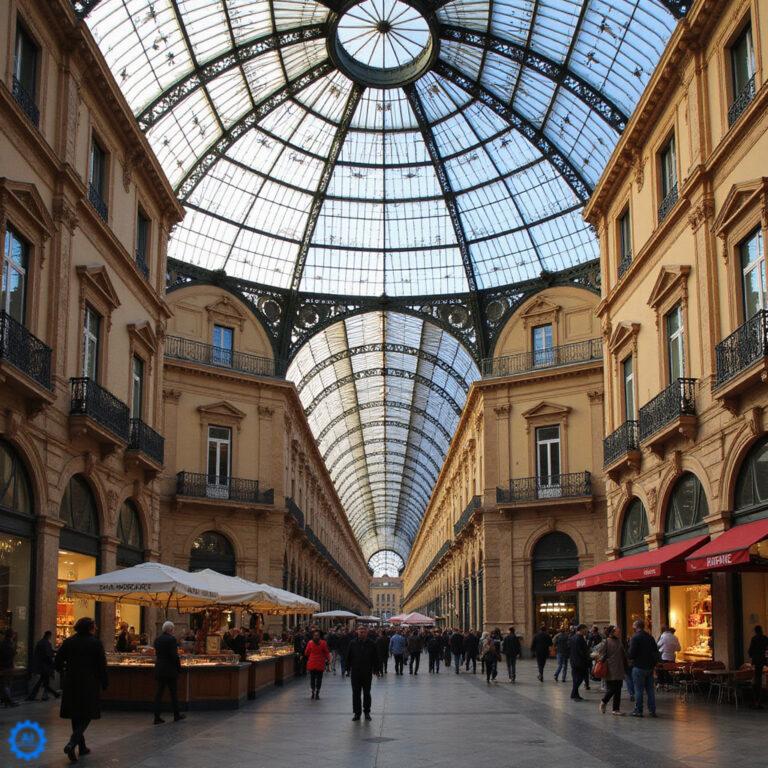 Galleria Vittorio Emanuele II – szklana kopuła i marmurowe mozaiki
