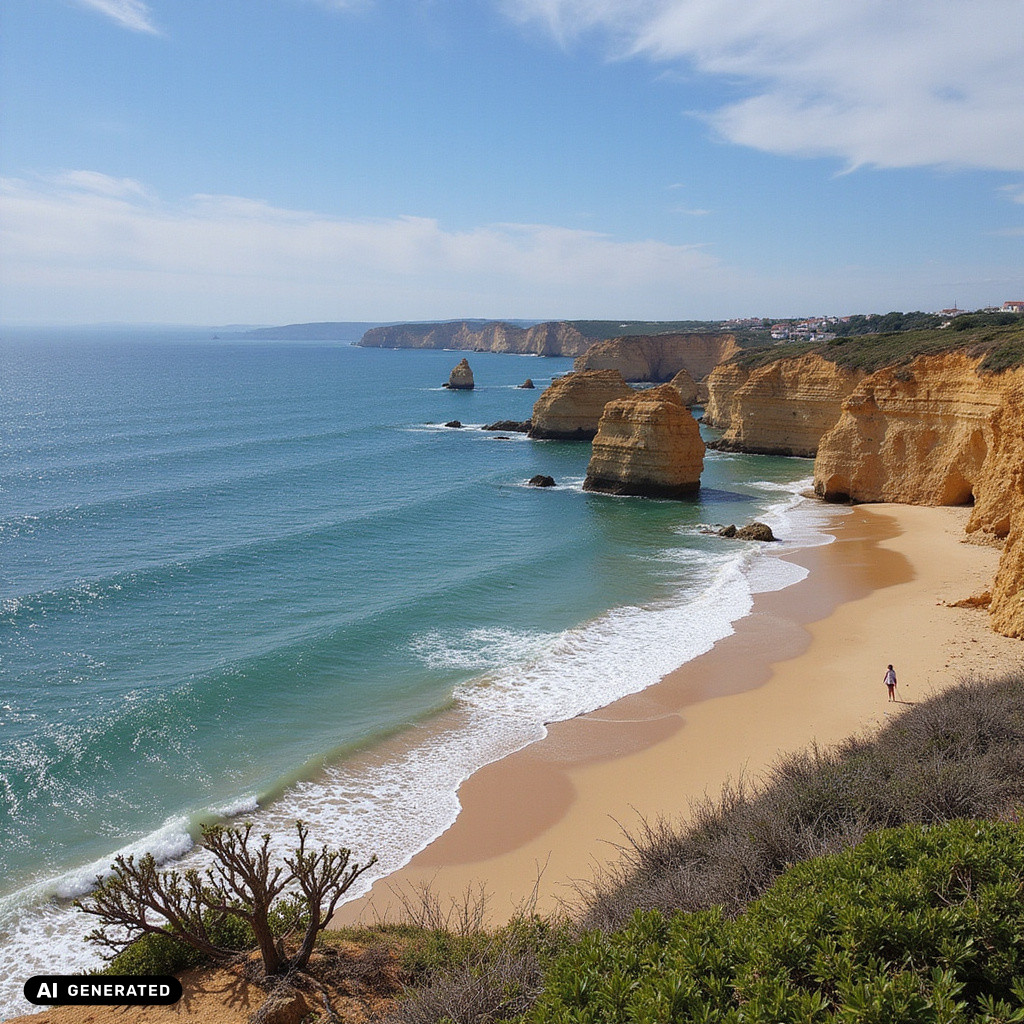 Widok na klify w Lagos ukazujące atrakcje Algarve