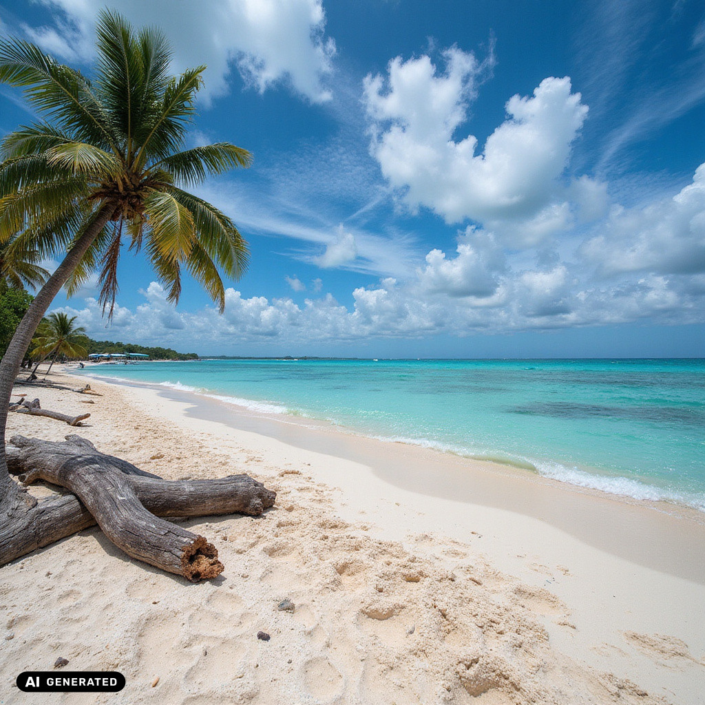 Widok na turkusową wodę i plażę podczas podróży na własną rękę Cozumel